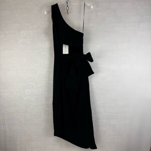 Maurie and Eve Black One Shoulder After Midnight Dress US 6 Asymmetrical NWT